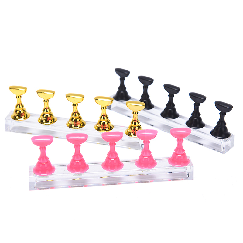 1Set Magnetic Nail Holder Practice Display Stand Nail Polish Acrylic Crystal Showing Shelf Nail Art Tool Colorful Nail Polish