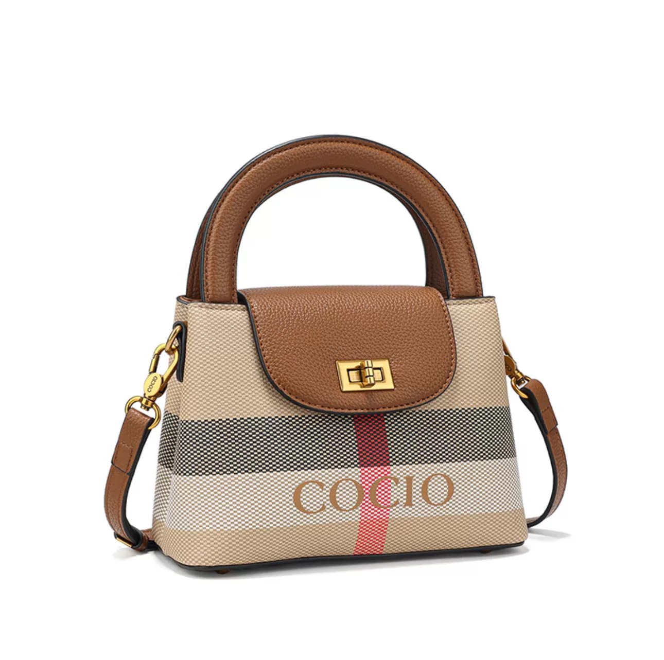 COCIO designer bag New affordable luxury genuine leather flap check plaid tartan high-quality fashionable casual womens cross bag