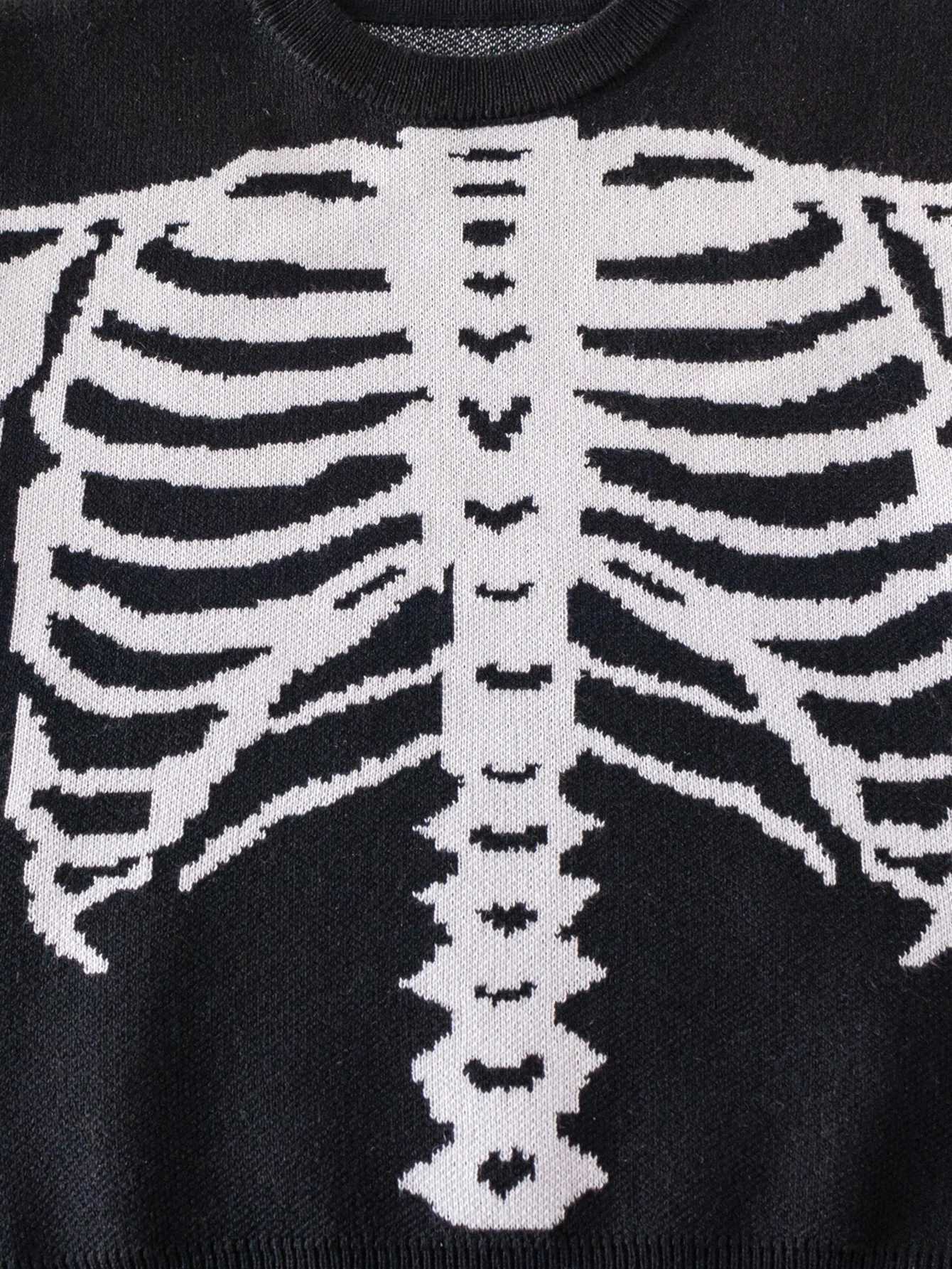 Halloween skull skeleton sweater knitted pullover suitable for fESTivals in spring autumn and winter Z250905