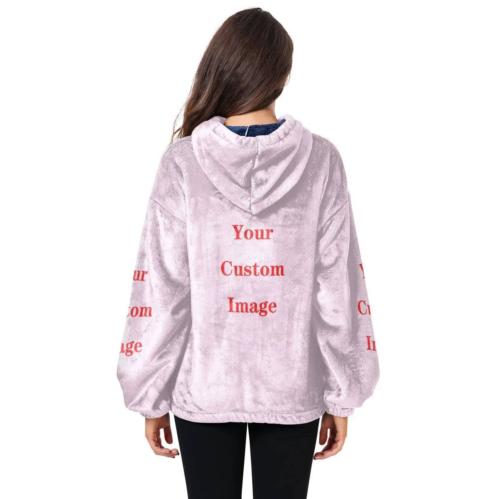 Winter Hoodies Long Sleeve Warm Coat Pullover Sweatshirt Plush Turtleneck Zipper Neck Women Fluffy Loose Hooded Outerwear Autumn