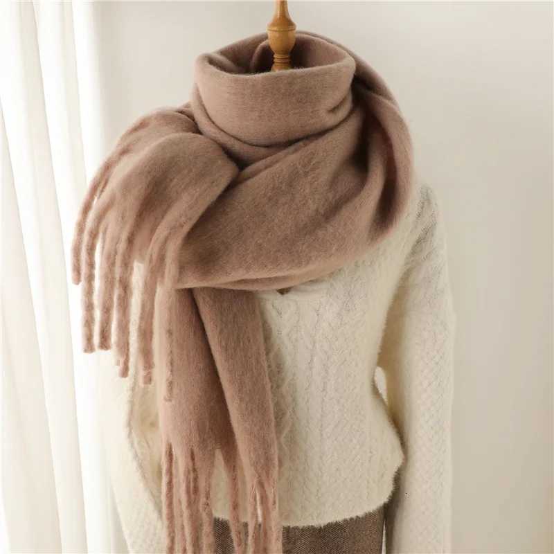 Winter Scarf for Women Cashmere Warm Solid Blanket Wrs Female Thick Soft Bufanda Big Tassel Shl Long Poncho EcharpeXJ250905