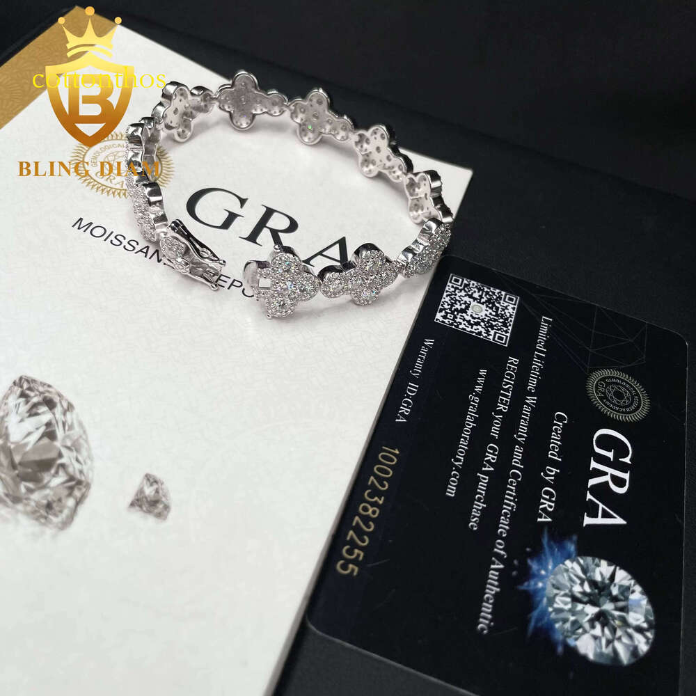 Pass Dia Tester Fine Jewelry 13mm Cross Sterling Sier Iced Out Moissanite Bracelet Men