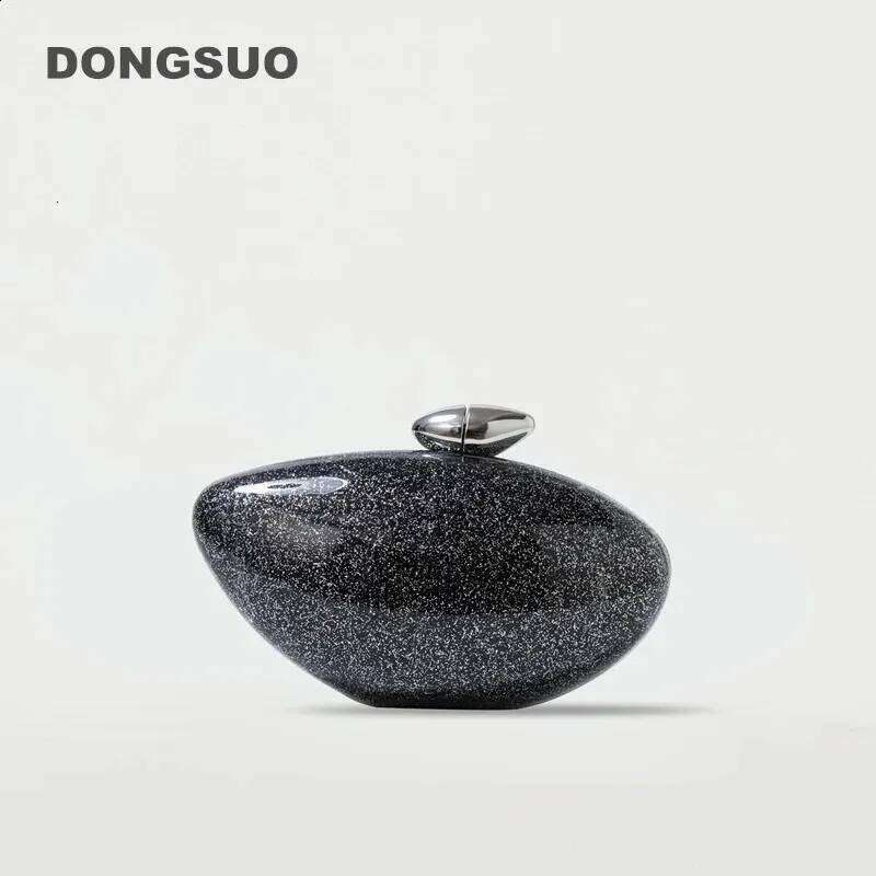 Acrylic Egg Shape Clutch Bag Women Evening Party Cute Purse Rose Black Gold Ivory Shell Handbag High Quality 240730