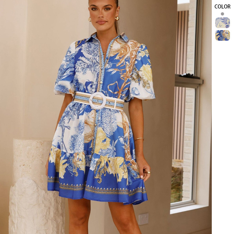 2025 Summer New Style Casual Fashion Printed TurnDown Collar Womens Jacket