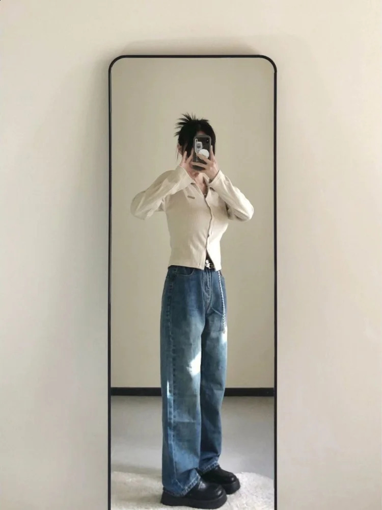 Female Tee Long Sleeve 100 Cotton Tshirts Autumn Winter Apricot Button Womens Polo Clothing Sales Y2k Fashion Original 250905