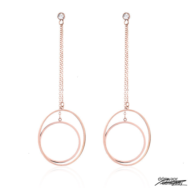 Titanium Ddmyday Steel Rose Gold Designer For Women, Hollow Circle Tassel Versatile Fashion Ladies' Jewelry ddmyday Earrings Accessories Wholesal