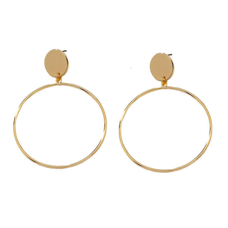 Exaggerated Geometric Large Circle New Simple Gold Round Minimalist Alloy Earrings for Women