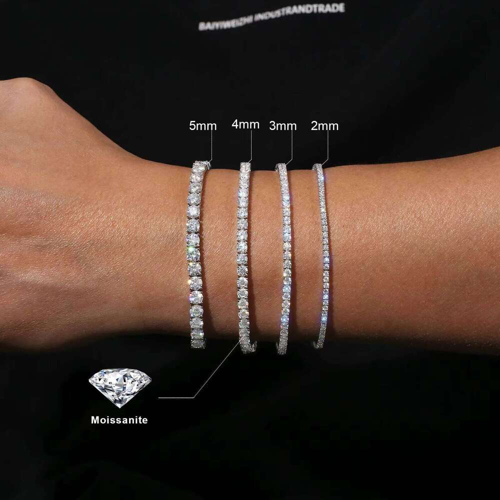 Sterling Sier Vvs Moissanite Chain 2mm 3mm 4mm 5mm White Gold Women Men Fine Jewelry Gifts Gra Lab Dia Tennis Bracelet