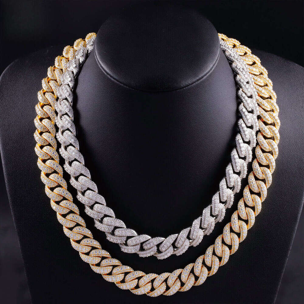 Heavy Solid Raise Dia Sterling Sier 16mm Men's VVS Moissanite Dias Cuban Link Chain With GRA Certificate