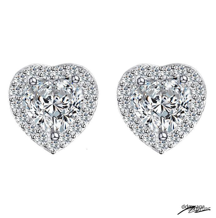 Simple Fashion Stud Earring Jewelry Sterling Sier White Pink ddmydec 5A Cubic Zircon Heart Shape Dia Promise Gemstones Women Hollow Earrings Gift ddmy
