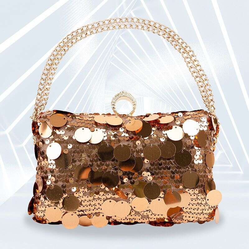 Bags New Sequin Evening Handbag Pearl Chain Women's High-Grade Sense Dress Bag Large Capacity Clutch