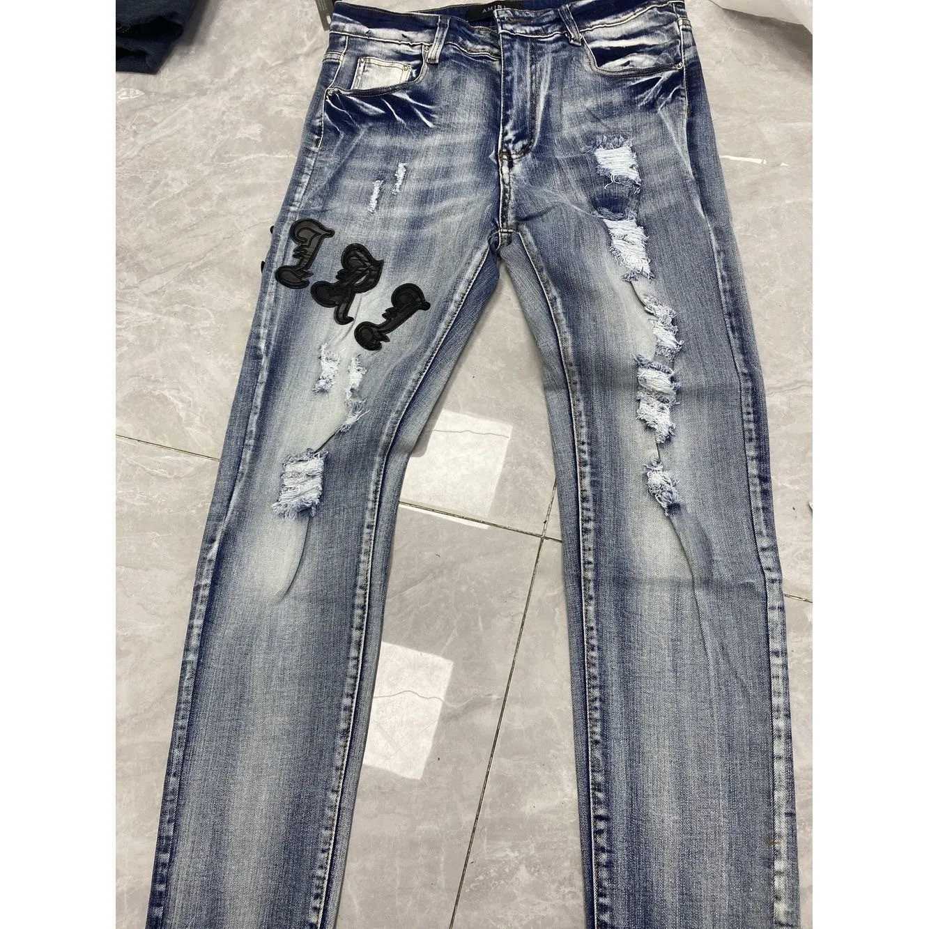 Mens Slim Fit Skinny Jeans Stretch Denim Ripped Distressed Patchwork Embroidery Vintage Design Fashion SS Casual Pants Jeans W250905