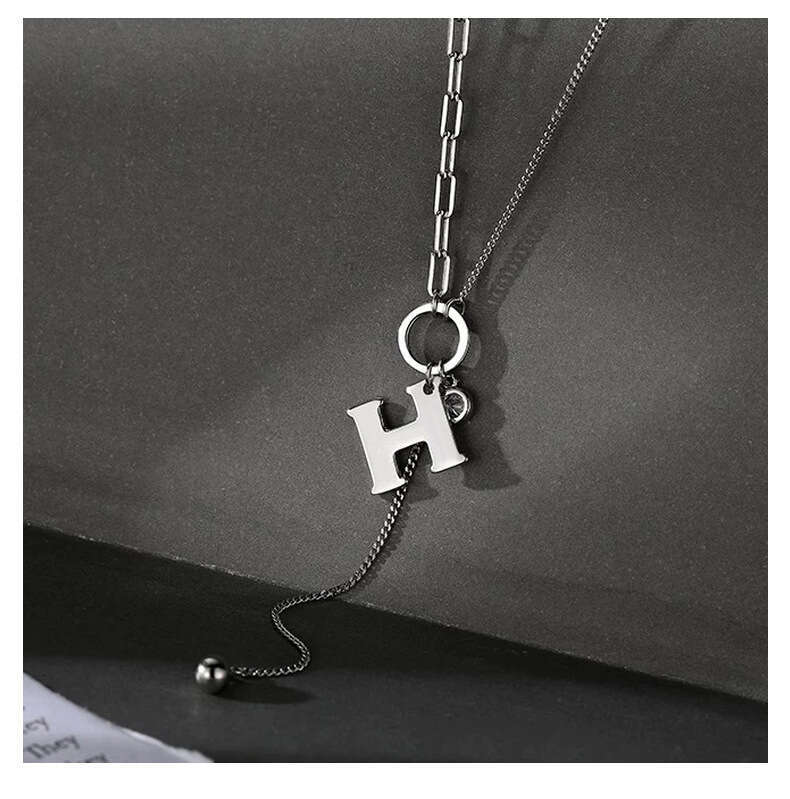 DH collections: S925 Silver H - Letter Necklace for Women - Korean - inspired Ins - style Tassel Pendant
