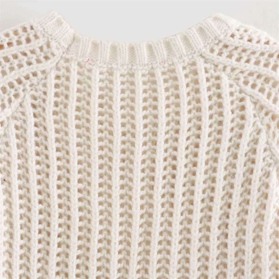 TRAF Autumn New Product Womens Fashion Casual Face Decoration Design Round Neck Short Sleeve Sweater Top Z250905