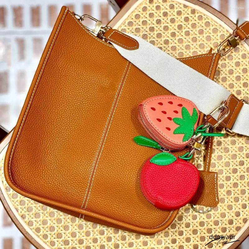 Keychains Portable Cherry Ddmydec Fruit Shape Coin Purse Cute Strawberry PU Leather Pendant Wallet Bag Earphone Outdoor Ddmydec