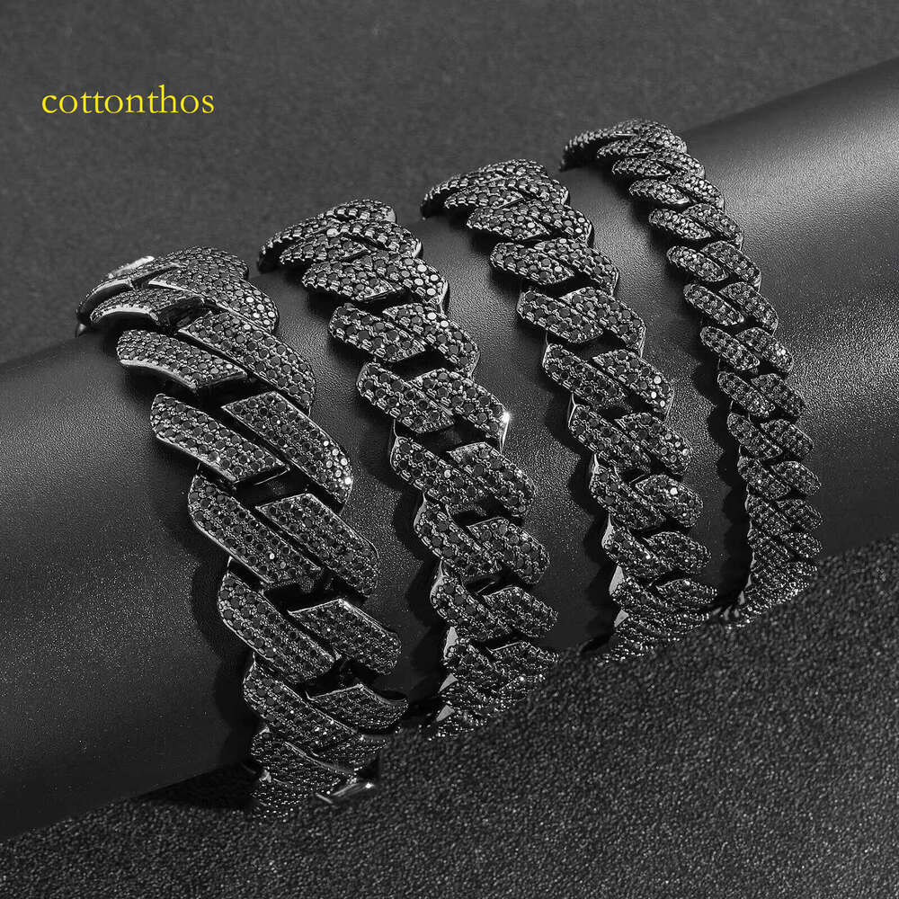 VVS Moissanite Plated Iced Out Bracelets S Sier Black Dia Cuban Link Chain Hip Hop Fashion Jewelry
