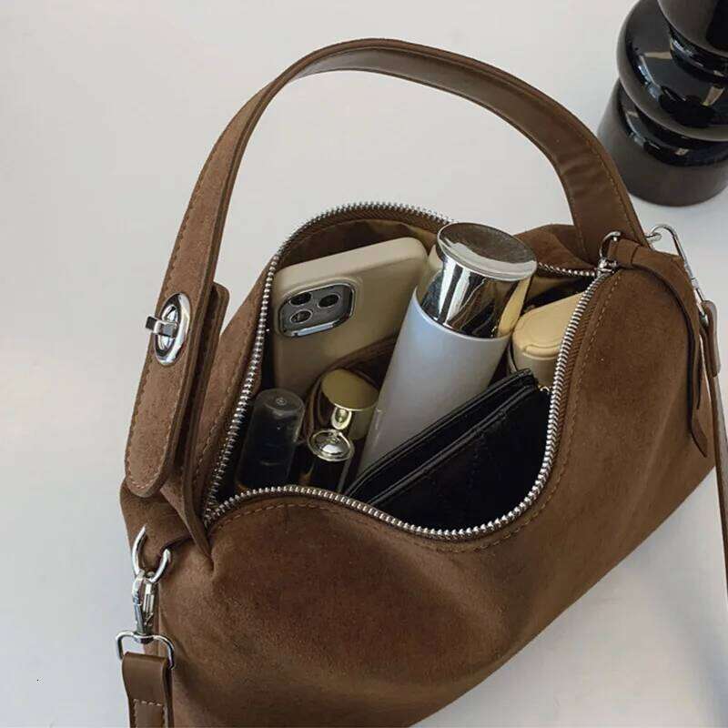 New Fashion Simple Fall Winter Spacious Boston Tote Soft Matte Suede Design Women's Large Capacity Portable Hand Strap Bagluxury bag tote bag