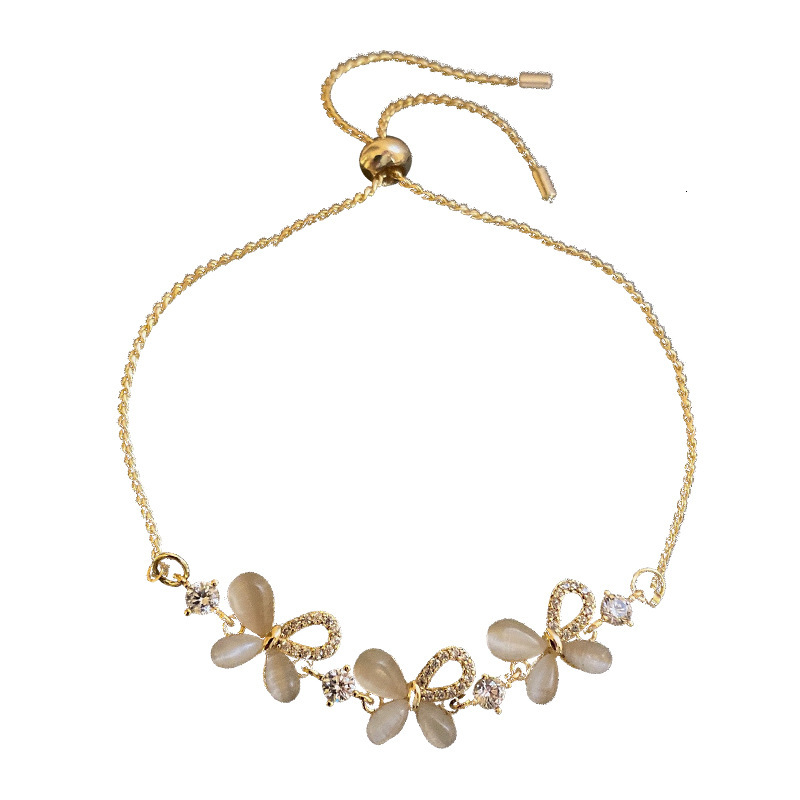 Real Gold Plated Cat's Eye Zircon Butterfly Korean Fashion Design Bracelet Internet Celebrity Temperament Jewelry for Women