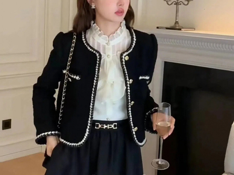 Jackets HMA French Lady Small Fragrant Tweed Jacket Coat Women's Spring And Autumn Korean Woolen Short Outerwear 231010 ddmyday ddmyday ddmyday d