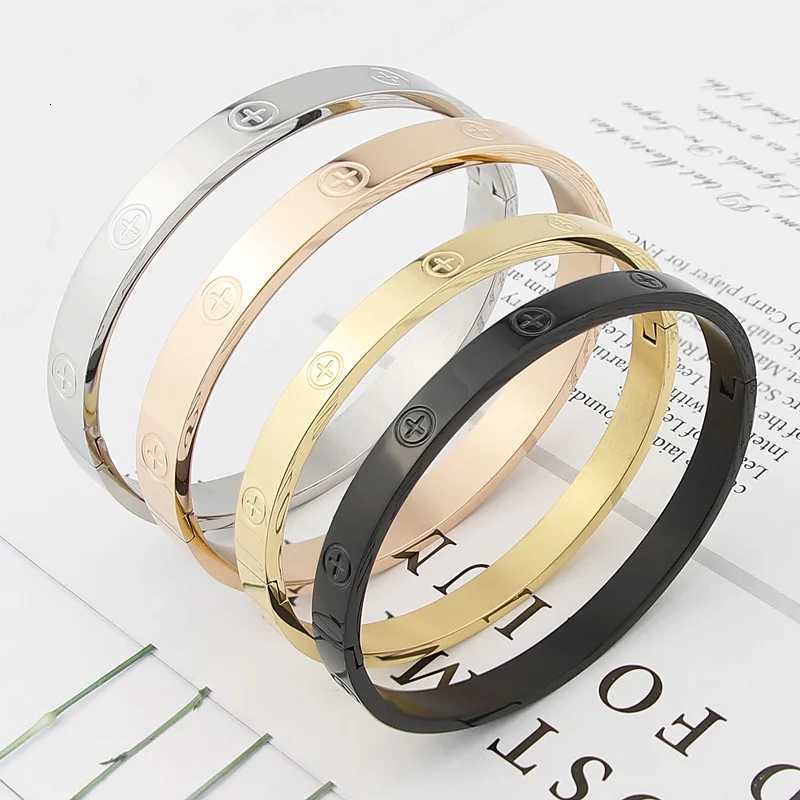 New Design Zircon And Cross Nut Bracelets Bangles For Wen Luxury Brand Jewelry Stainl Steel Screw Jewelry Pseiras S250905