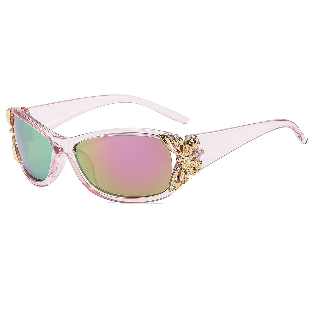 2025 New Wrap around Rectangular Stylish Sunglasses Unique Butterfly inspired Shades for Women a Versatile and Popular Choice
