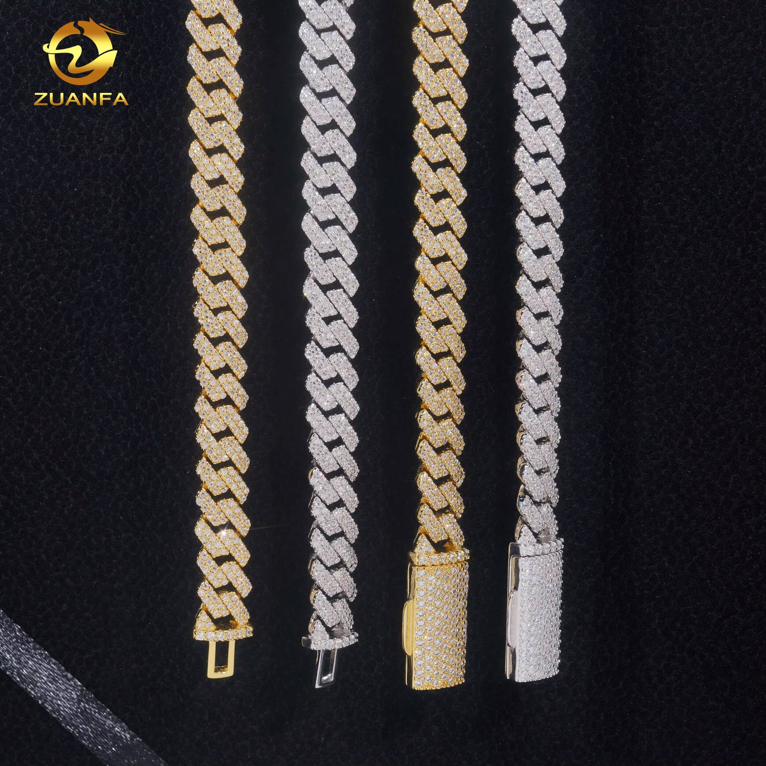 8mm Hip Hop Custom Jewelry VVS Moissanite Cuban Link Chain Necklace 925 Sterling Sliver Diamond Iced Out Necklace Bracelet