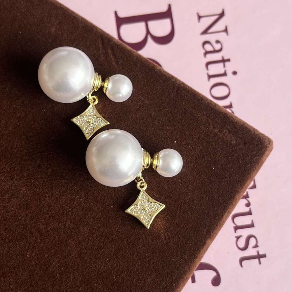 Pearl Sier Needle Women Large and Small Rose Gold Earrings Jewelry