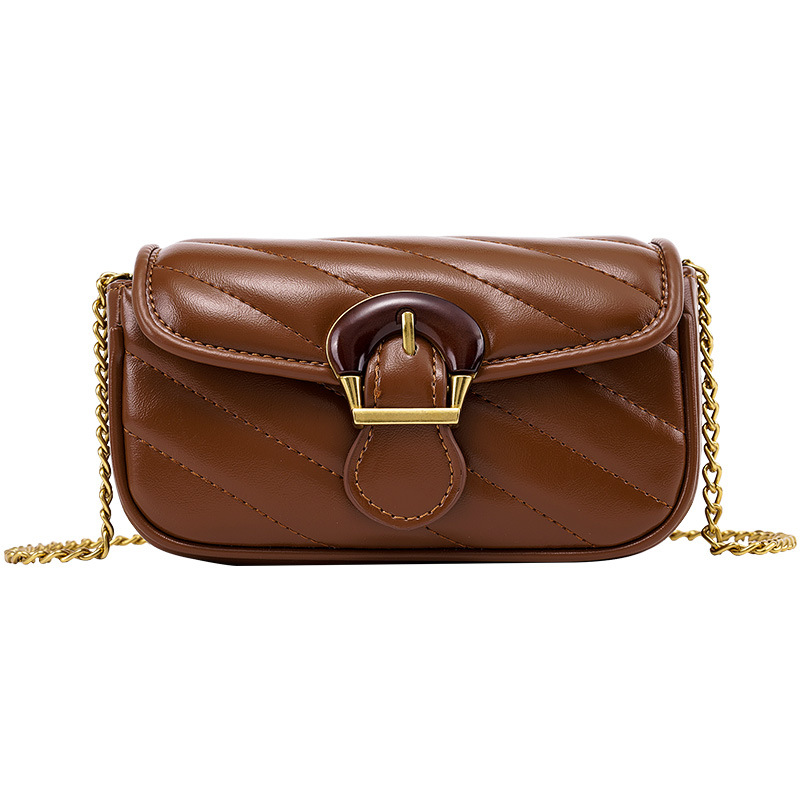 2025 New Women's Light Horseshoe Buckle Soft Leather Chain Small Fragrant Style Daily Crossbody Niche Bag