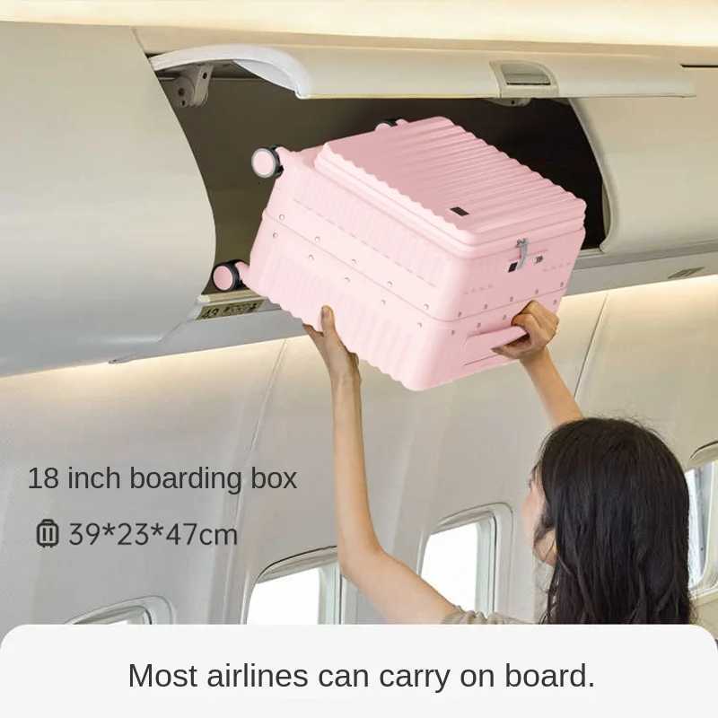 Sideopening 18inch Lightweight Boarding Suitcase Small Female 20inch Short Trip Suitcase Sturdy Aluminum Frame Trolley Case Z250905