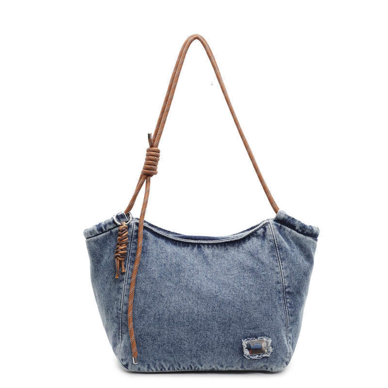 Large Capacity Tote Casual Washed Denim 2025 New Trendy Korean Version Versatile Shoulder Bag Designer Bags for Women