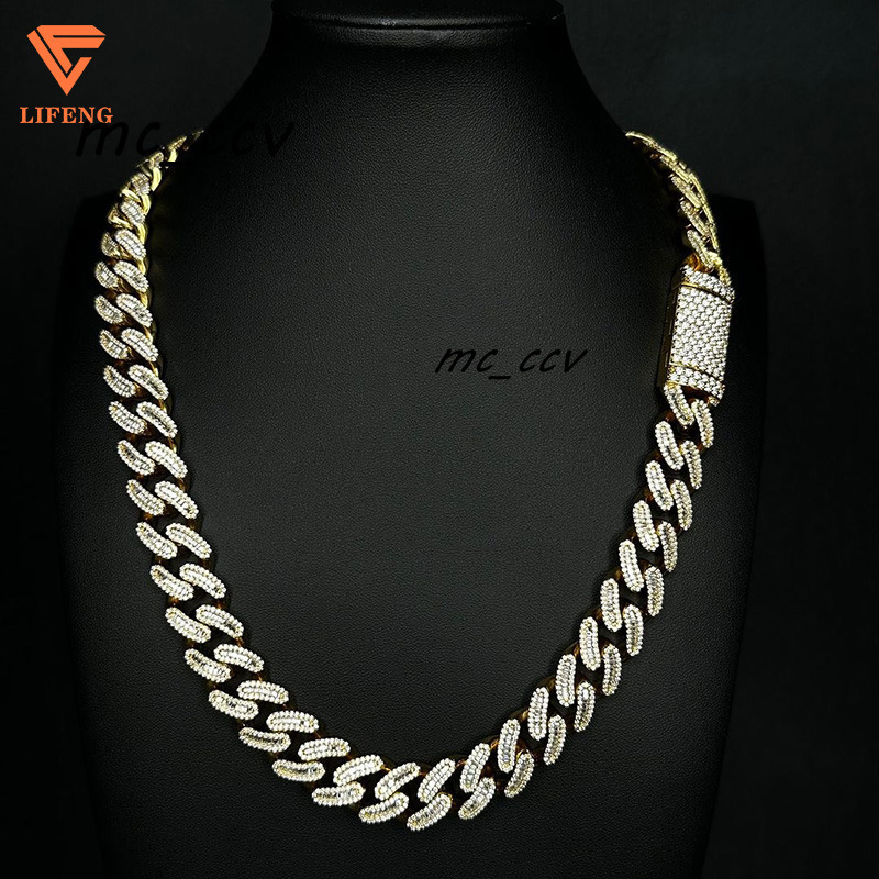 Custom White Gold Cuban Necklace 14mm 1624inch Ladder Square Moissanite Diamond Full Iced Out Hip Hop Cuban Link Chain Necklace