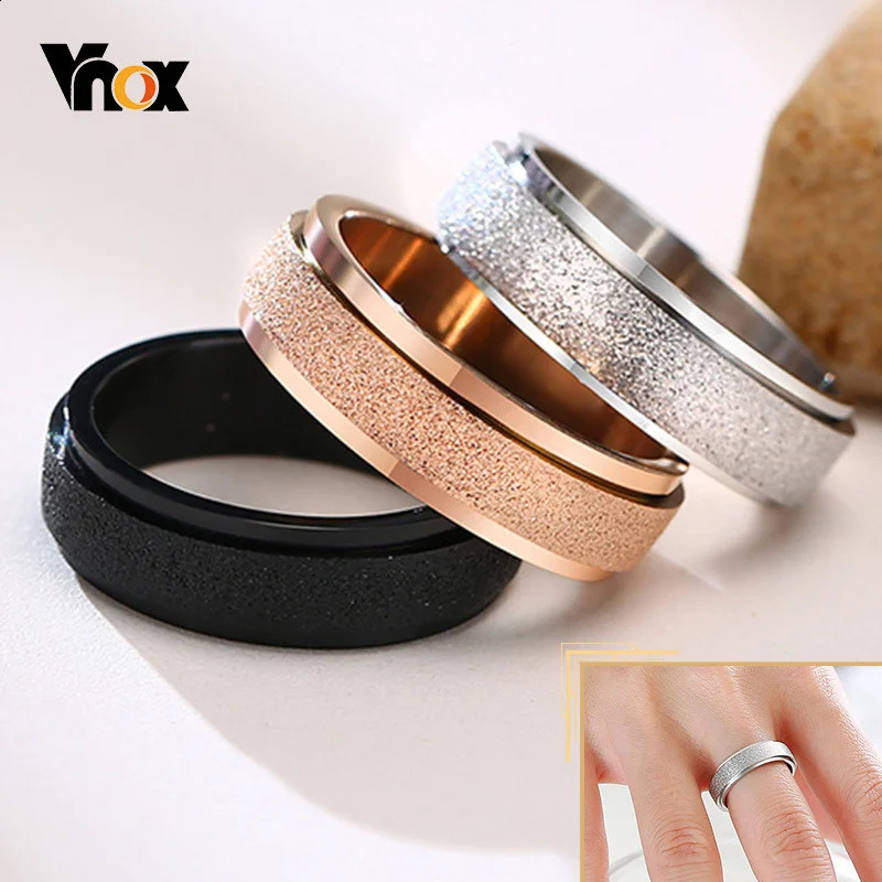 Vnox 6mm Spinner Ring for Women Men Rotatable Sandblasting Stainless Steel Layered Finger Band Stress Relief Jewel 23pcs Set 250904