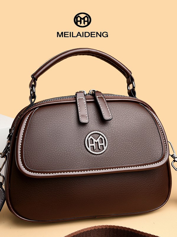 2025 Simple Large-Capacity Soft Leather Handbag Casual And Versatile With Wide Shoulder Strap Single-Shoulder Crossbody Bag For Women