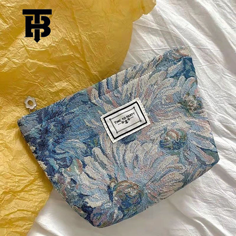 TB BHULAMTE Designer Bag Original Niche Black And White Elegant Jacquard Canvas Makeup Luxury Bag Bag Artistic Retro Simple Elegant Floral Convenient 