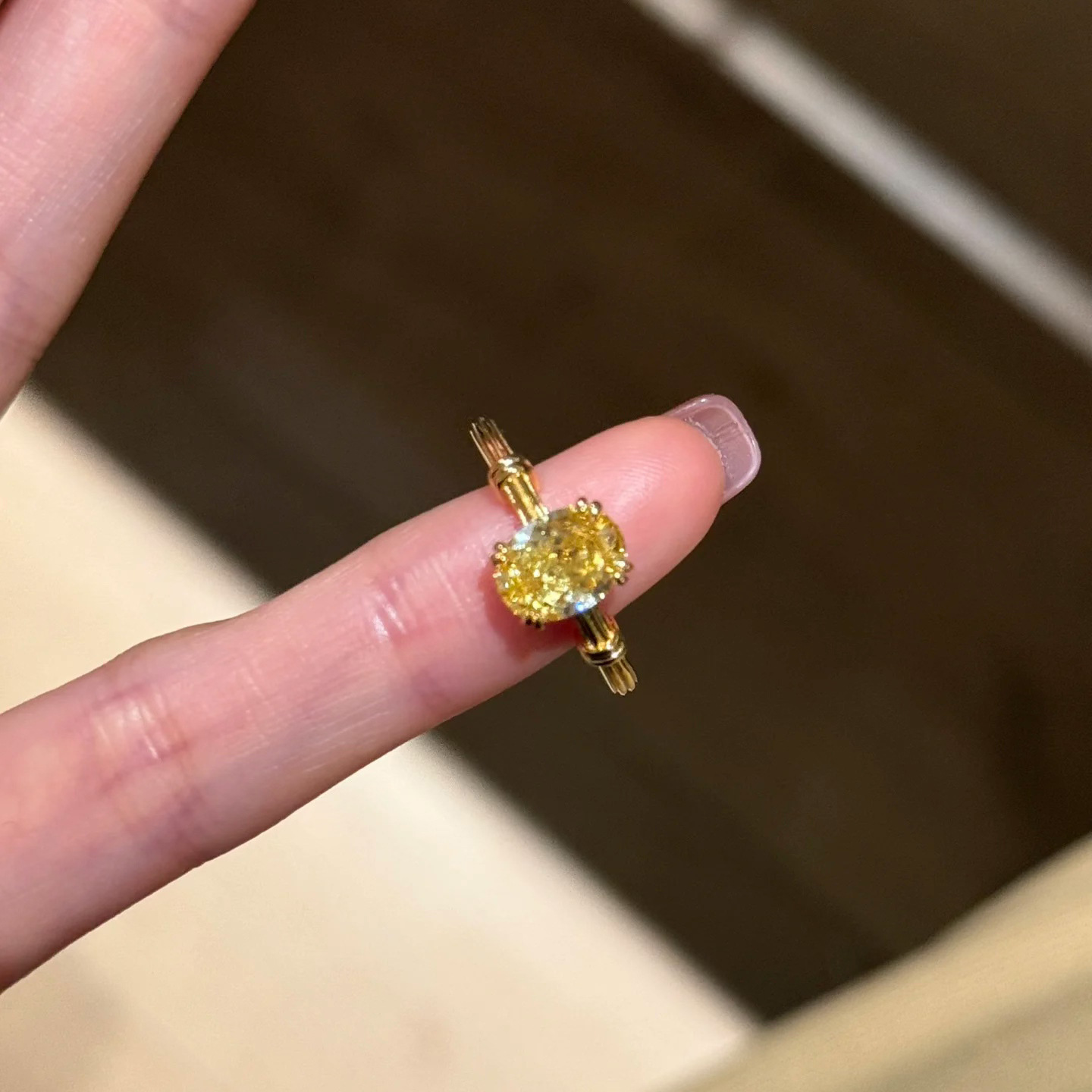 2025 Ins Top Sell Wedding Rings Luxury Jewelry 18K Gold Fill Oval Cut Yellow 5A Cubic Zircon CZ Diamond Gemstones Party Elegant Women Open Ring Adjust