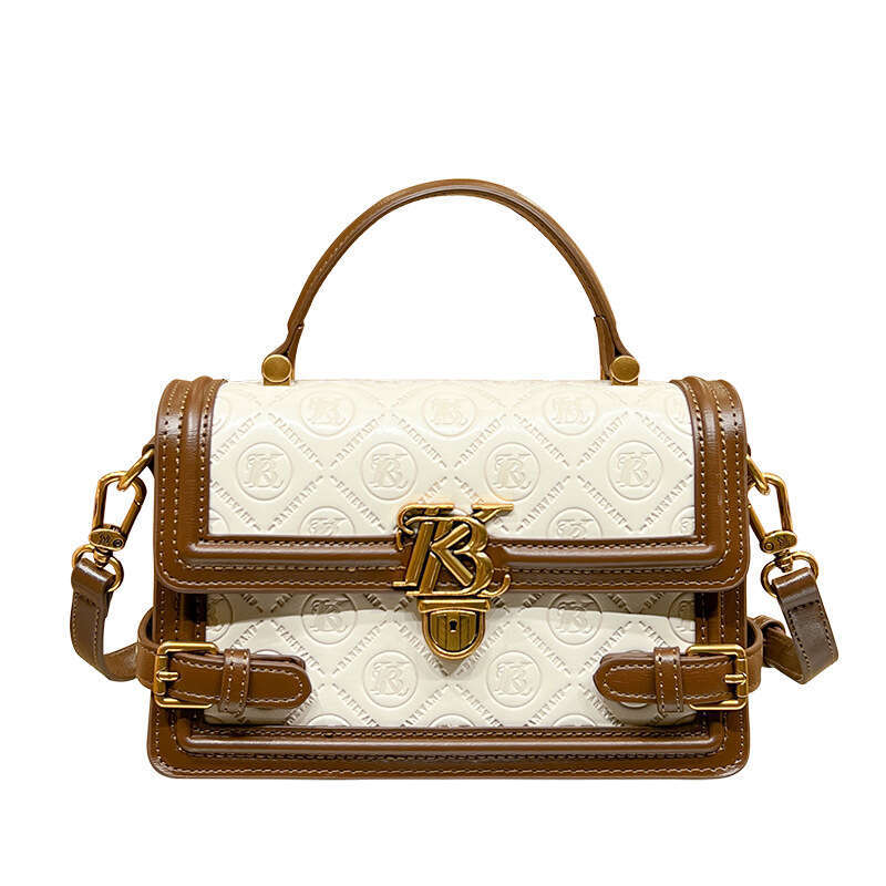 Hong Kong Simple Genuine Leather Handheld Small Square 2025 Spring Summer New Trendy Versatile Fashion Women's Single Shoulder Crossbody Bag