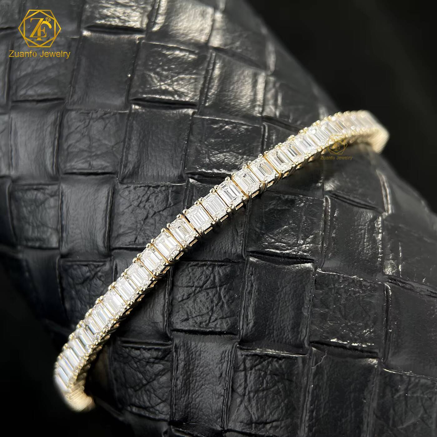 Customized Lab Diamond Tennis Chain Bracelet 10K 14K Yellow Gold Lab Grown Diamond Tennis Bracelet for Women Men