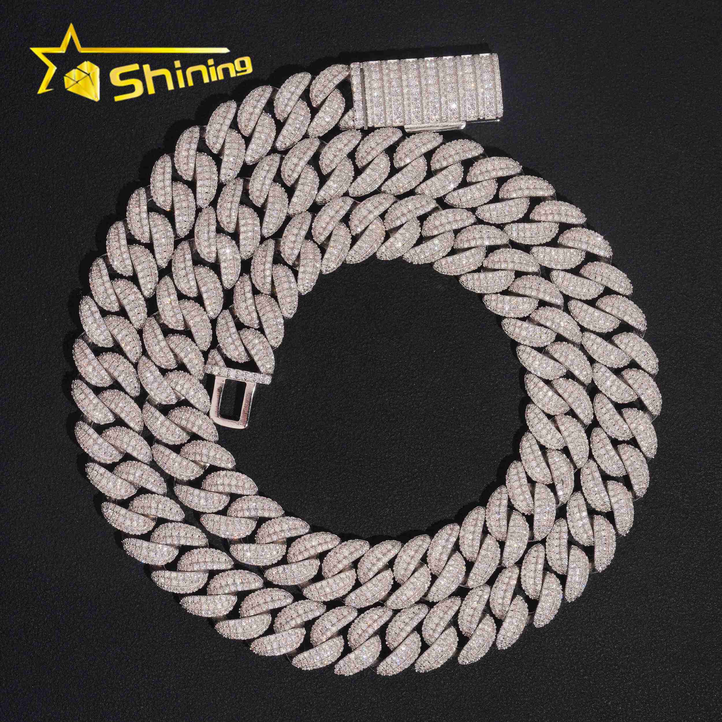 Fine Jewelry Hip Hop Pass Diamond Tester 925 Silver Mens 125mm Iced Out Cuban Link Chain