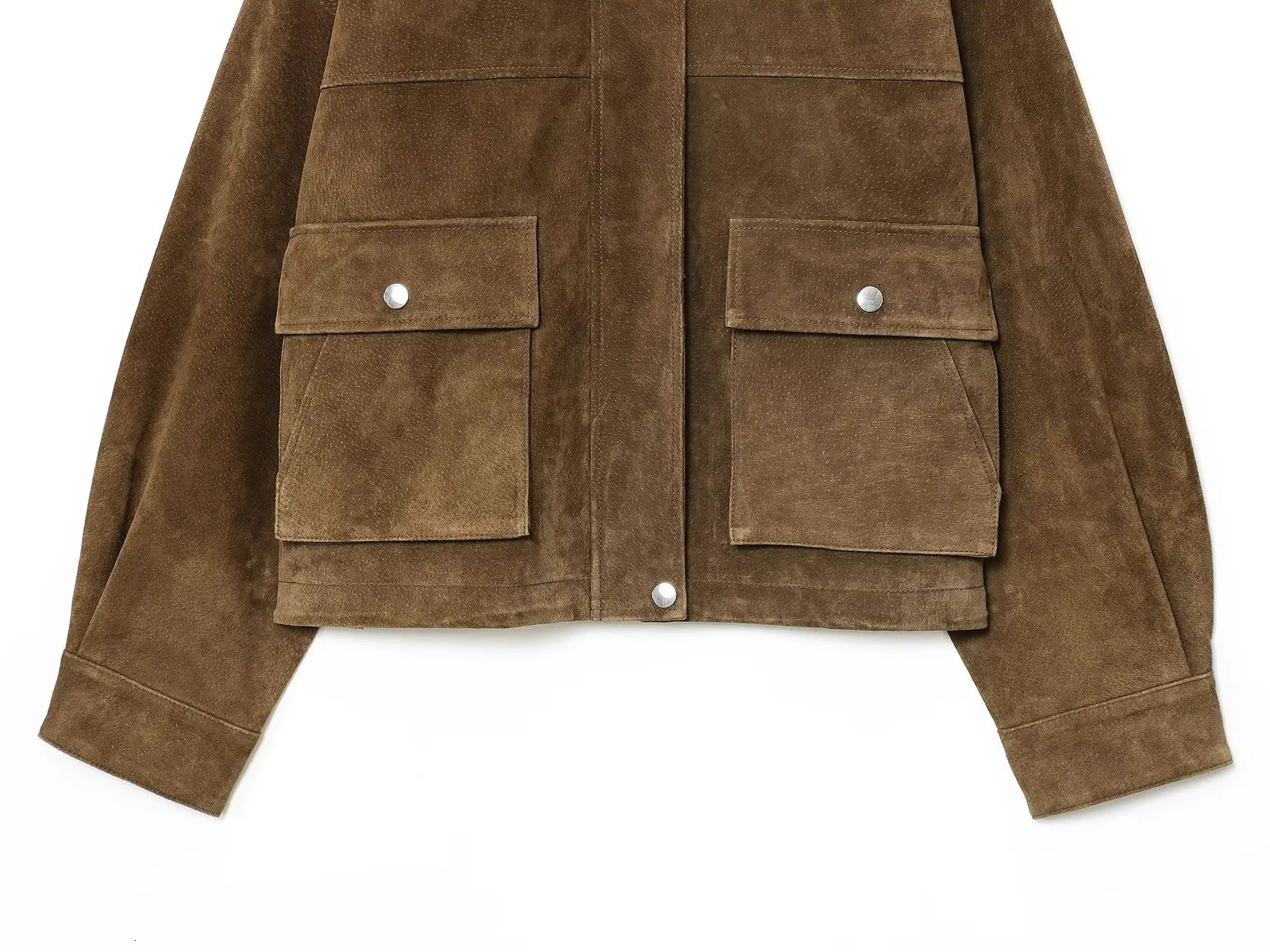 TRAF Women Autumn 2025 Fashion Faux Leather Bomber Jacket Retro Long Sleeve Chic Laps Outerwear Mujer 250905