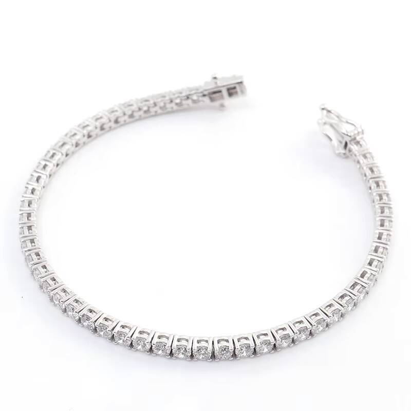 Special Bracelet Hip Hop Jewelry Double White Gold Row Moissanite Diamond Iced Out Tennis Chain Moissanite Tennis Bracelet
