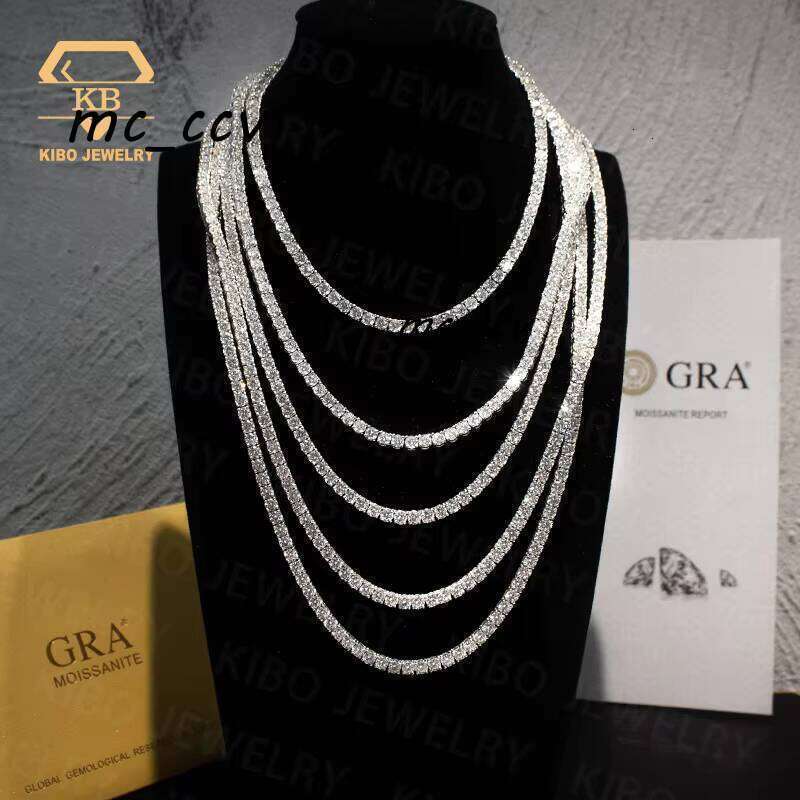 Jewelry Hip Hop Gold Plated Sterling Sier 3 4 5Mm VVS Moissanite Tennis Necklace Chain