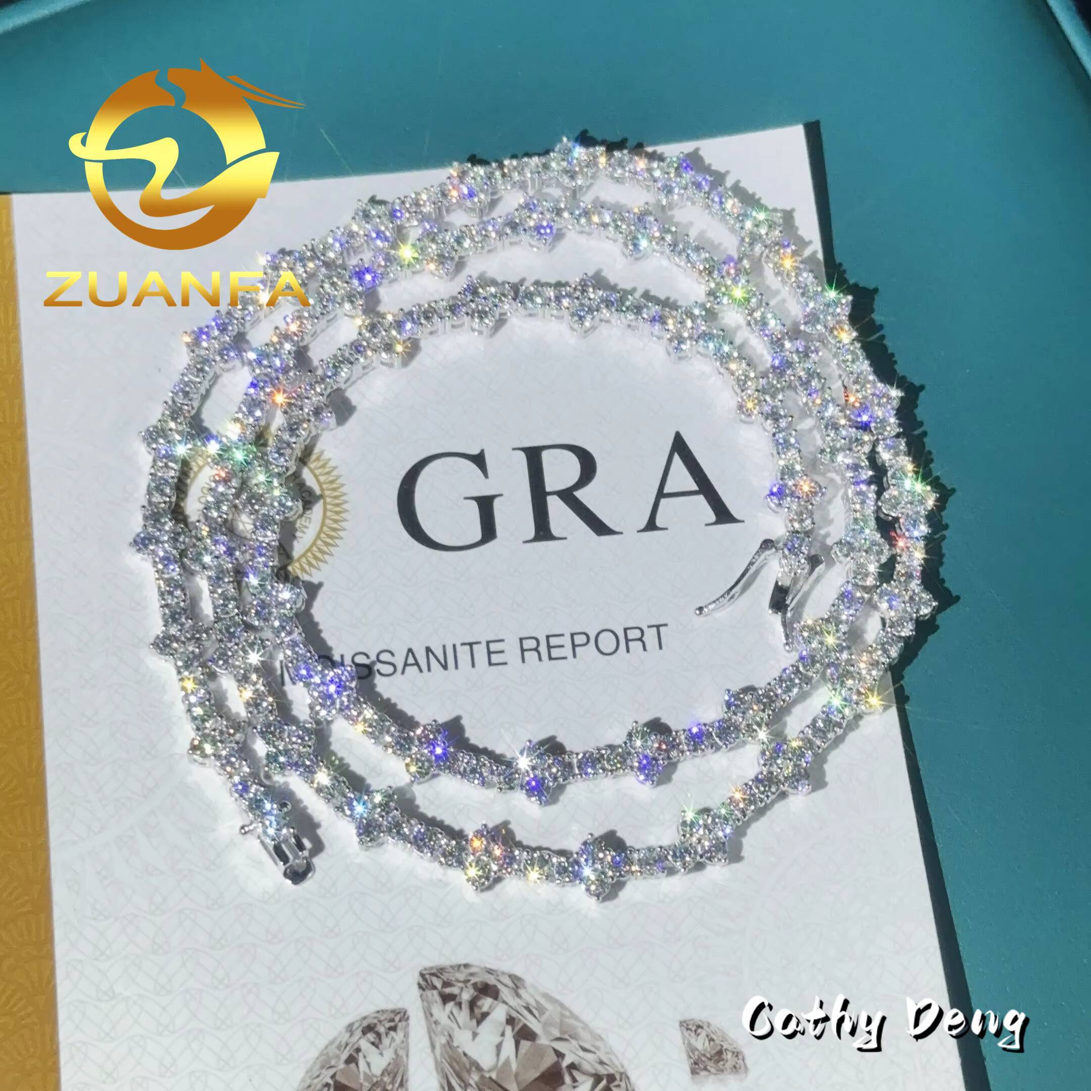 New Trendy Fashion Jewelry 30mm Mini Cross Moissanite Tennis Chain With GRA Certificate Hip Hop Tennis Necklace Bracelet