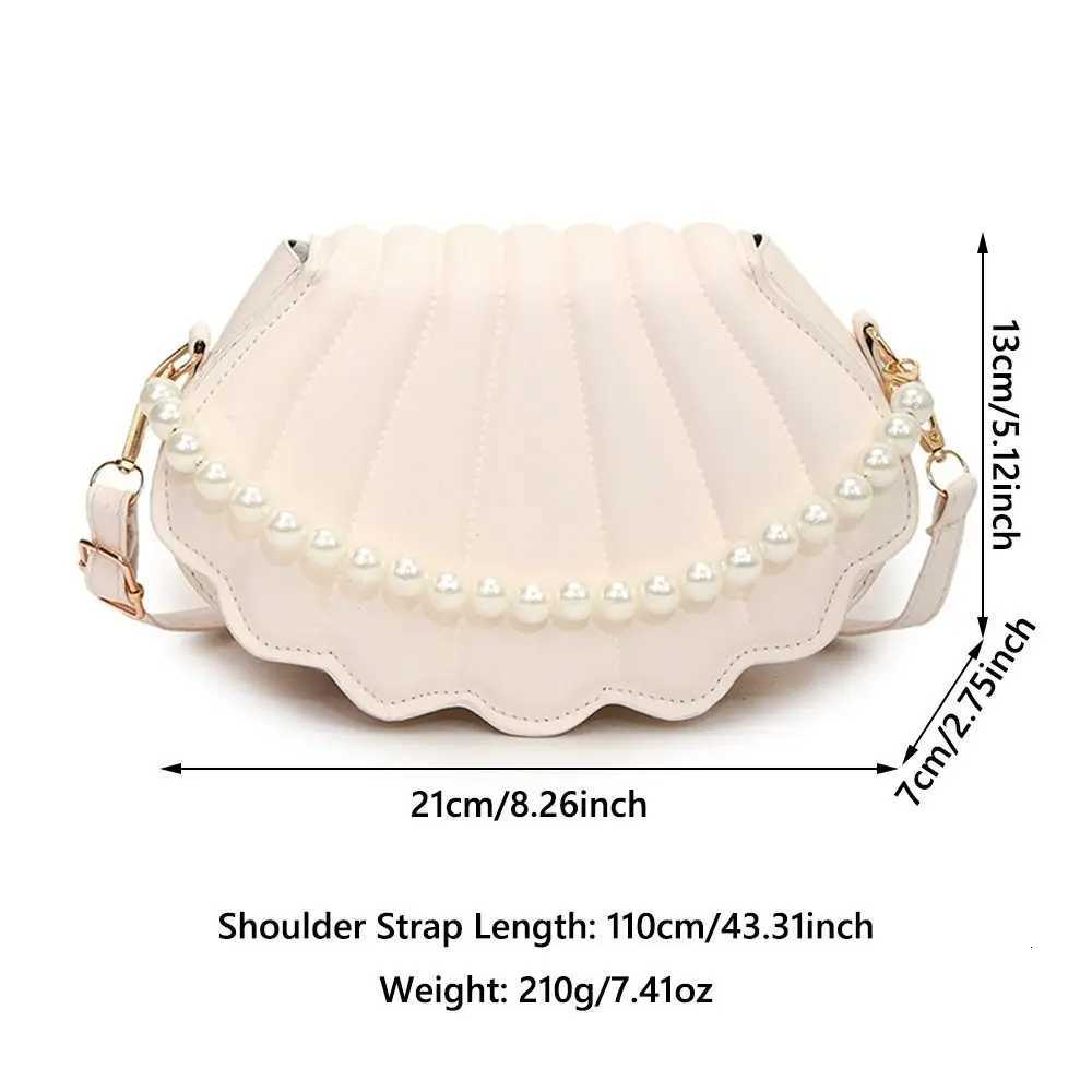 Durable Cute Shell Shoulder Bag Minimalist with Pearls Design Crossbody Bag PU Leather Pearl Decorated Handbag for Women s Z250903