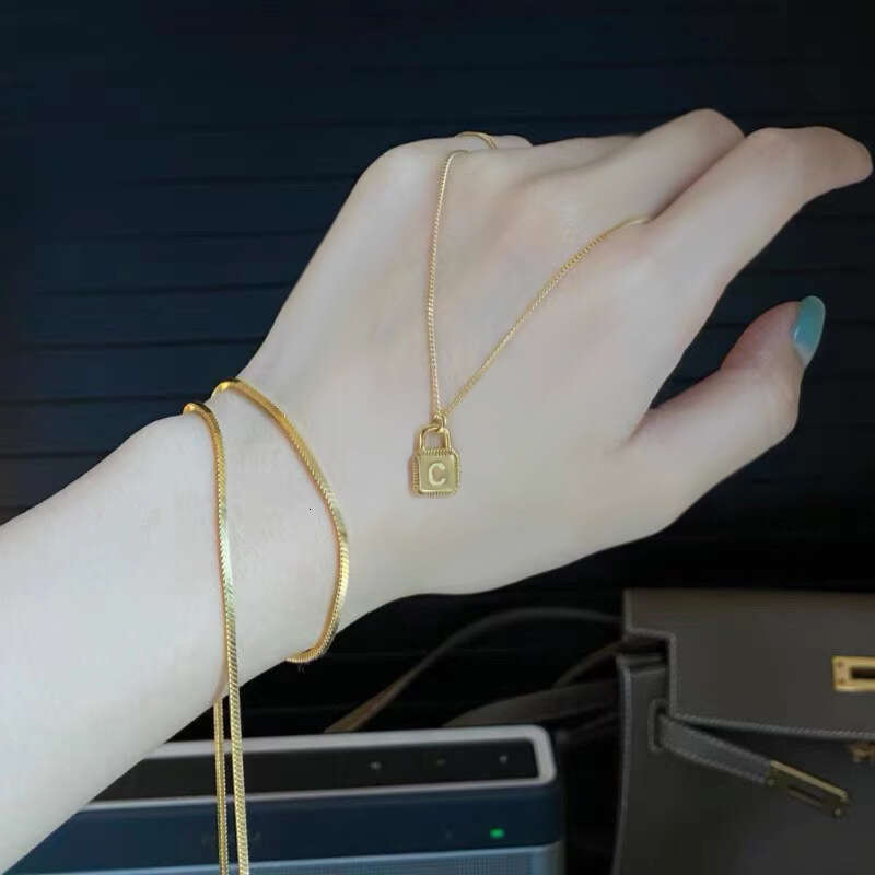 DH collections 2025 Summer: Women's Personalized 26 - Letter Lock - Pendant Necklaces with 925 Silver Snake Chain