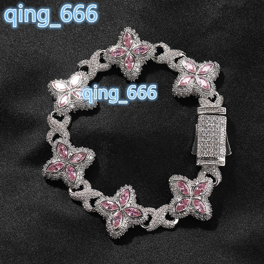 Hip Hop Clover Bracelet Fashionable Cool Rascal HighEnd 5A Moissanite bracelet necklace Handmade Link Chain Necklace