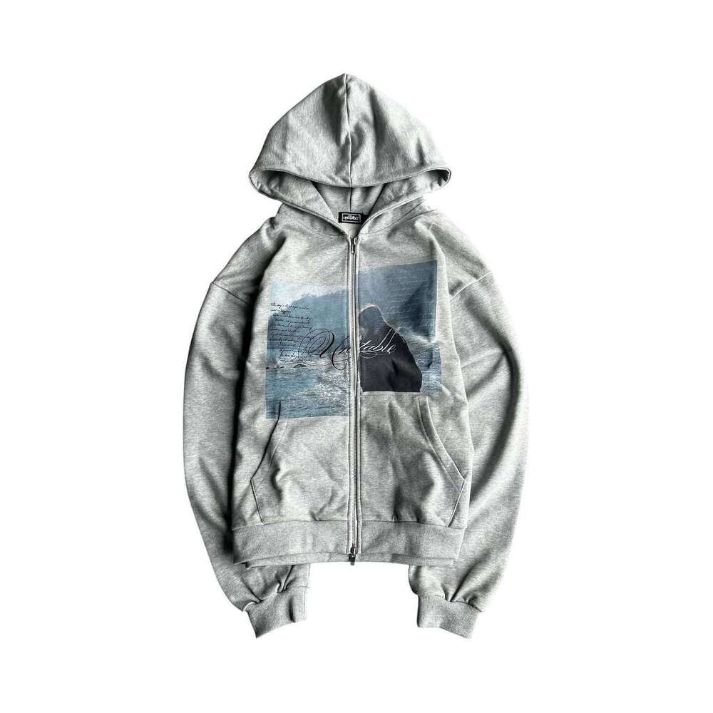 New Printed Zipper Hoodie Streetwear Loose Hip-Hop High Street Unisex