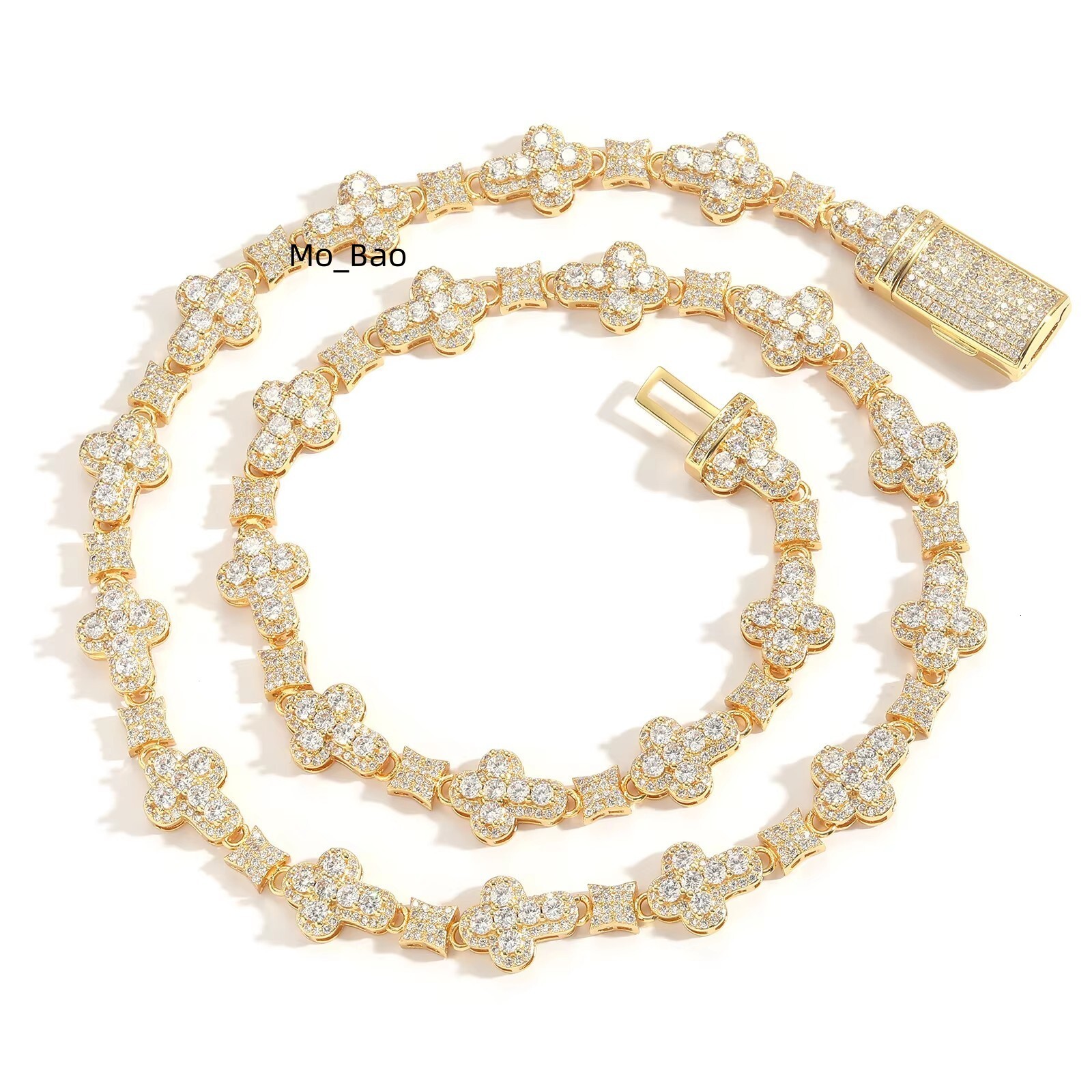 BES Fashion Hip Hop 10 MM Unique Cross Tennis Chain Necklace Iced Out Zircon Gold Plated Mens Necklace Jewelry Anniversary