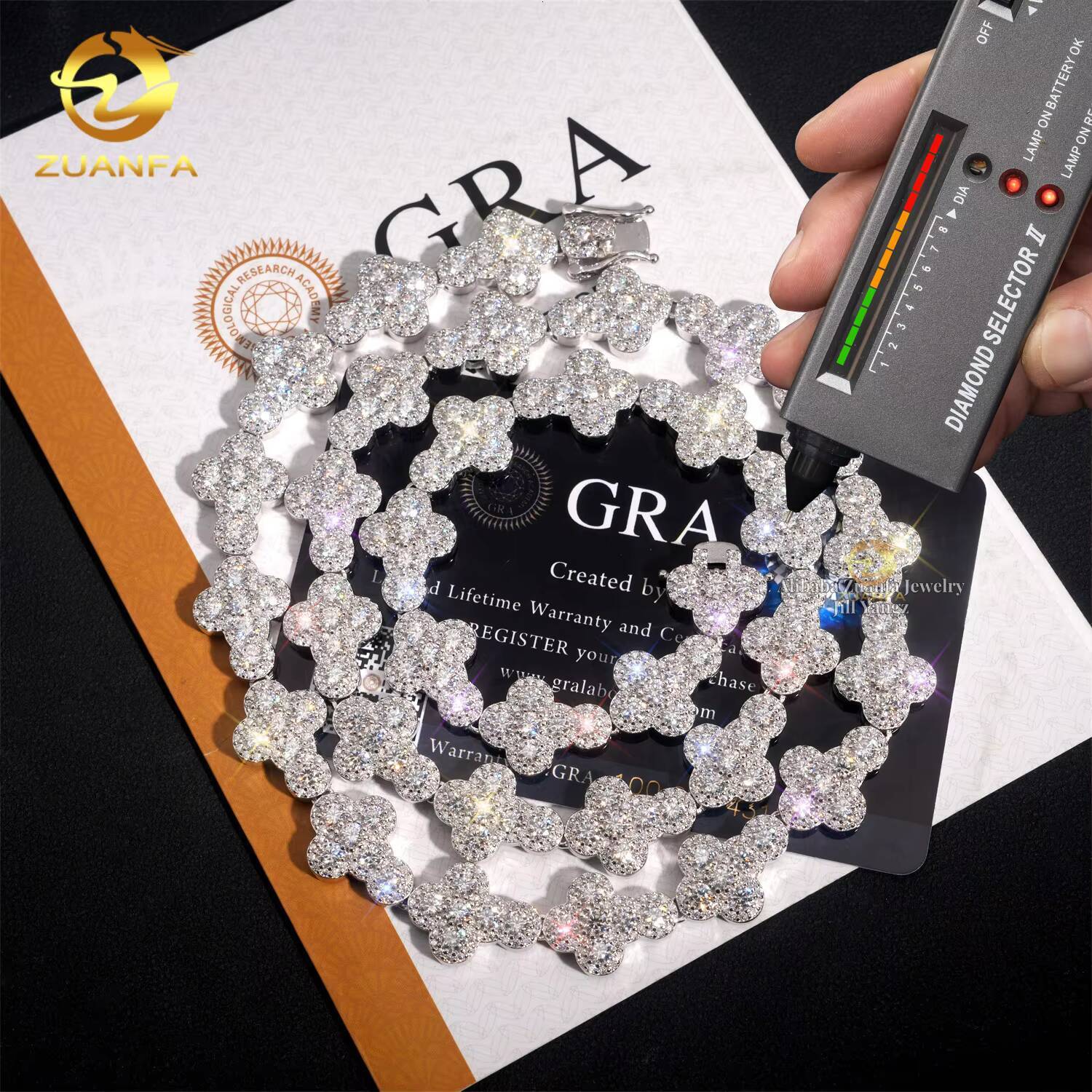 Popular Style 13mm Cross Chain Necklace Cuban Links 100 Percent Moissanite Chain Cuban Iced Out Necklace GRA Certificate