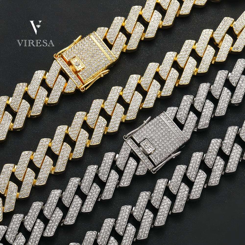 Hot Sale VVS Moissanite Chain Necklace 10mm Wide Solid Sier Iced Dia Cuban Link Hip Hop Style