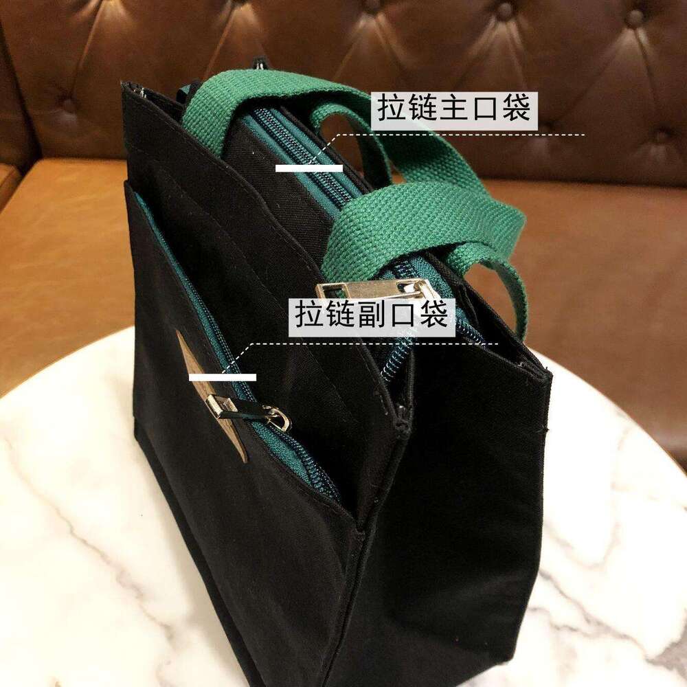 Fashion Multi-layer Canvas Solid Color Tote for Men and Women, Student Casual Mommy Bag, Simple Office Water Bottle Storage Bag